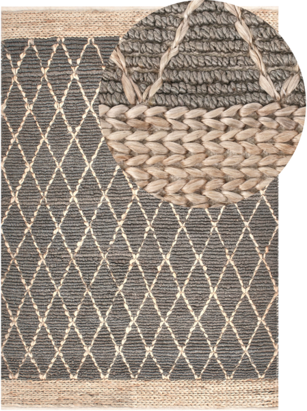 Teppich TELLIKAYA Grau 160 x 230 cm Jute