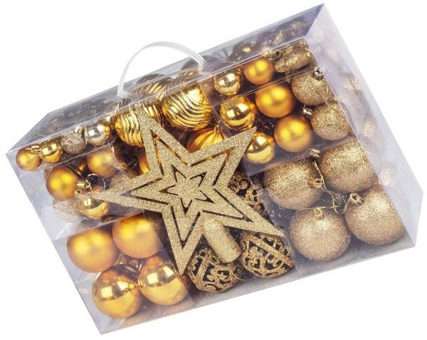 Bundviel Weihnachtsbaumkugel 101 teilig Weihnachtskugeln Baumspitze Christbaumkugel bis Ø 6 cm