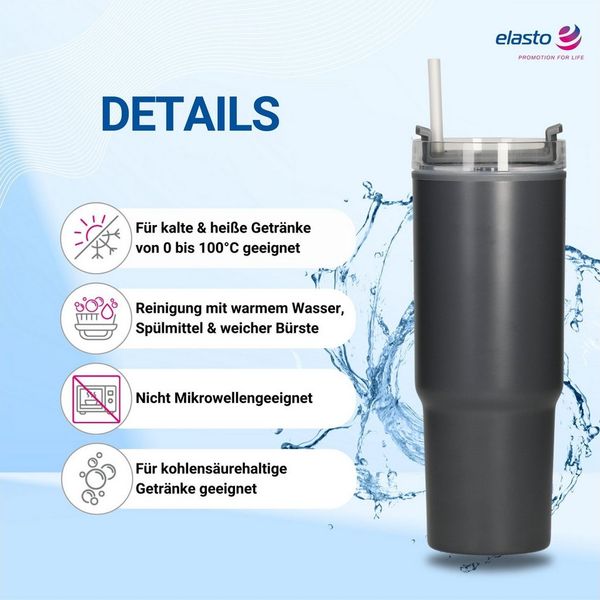 elasto Thermoflasche Trinkbecher "Tampa", 800 ml, grau/creme
