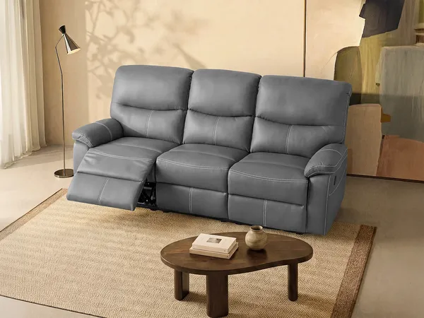 Vente-unique - CANBY Sofa Kunstleder Grau - B 90 cm x H 95 cm x L 183 cm