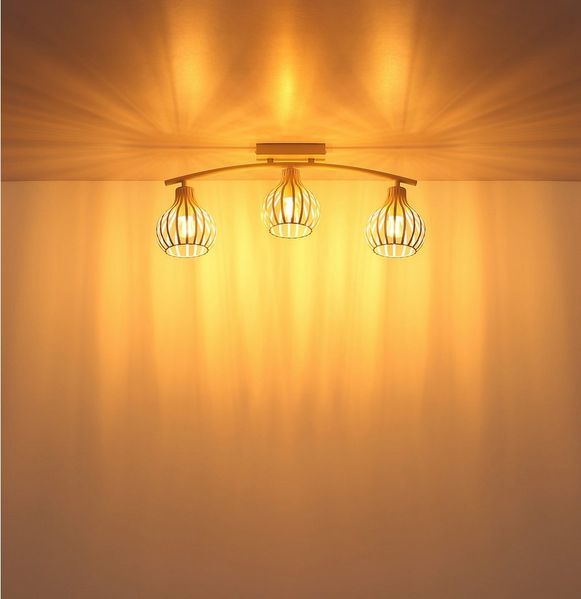OTTO home Deckenleuchte Yannic, Deckenlampe Metall cremefarben, exkl. 3x E14 40W 230V, ohne Leuchtmittel, LxBxH: 60x55x24cm, Durchmesser Schirm: 13cm, neutrale Farbtöne