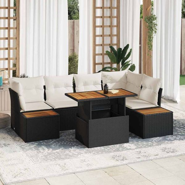 vidaXL Garten-Sofa-Set mit Speicher 10 pcs Schwarz Poly Rattan 3358836