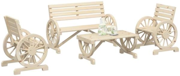 vidaXL 4-tlg. Garten-Lounge-Set Massivholz Tanne 3207131