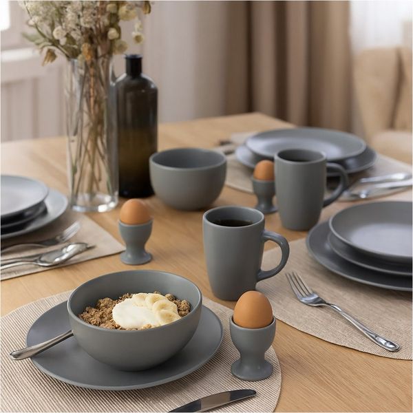 NTK-Collection Frühstücks-Geschirrset Geschirrset 20-teilig Grau Antonia (20-tlg), 4 Personen, Keramik, Frühstücksset für 4 Personen