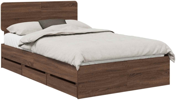 vidaXL Bettrahmen Braun Eichen-Optik 120 x 200 cm Ingenieurs Holz 3412212