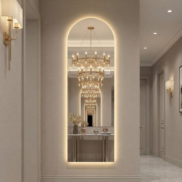 REDOM Ganzkörperspiegel Wandspiegel (Wandspiegel mit LED-Beleuchtung Silber, 1-St, 150*50cm)