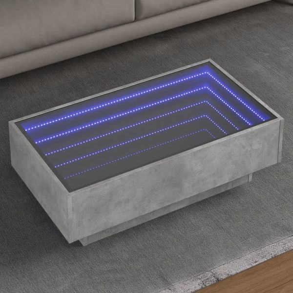 vidaXL LED-Couchtisch Betongrau 90x50x30 cm Holzwerkstoff 847521