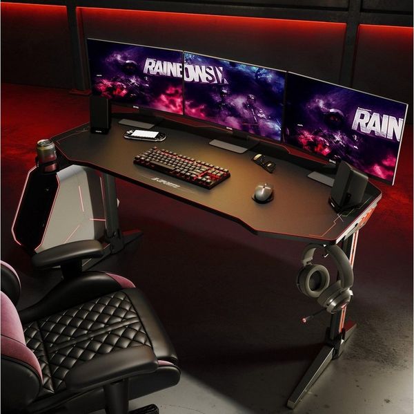 SONNI Gamingtisch RGB Gaming Tisch mit LED Beleuchtung, Breite 120cm/140cm