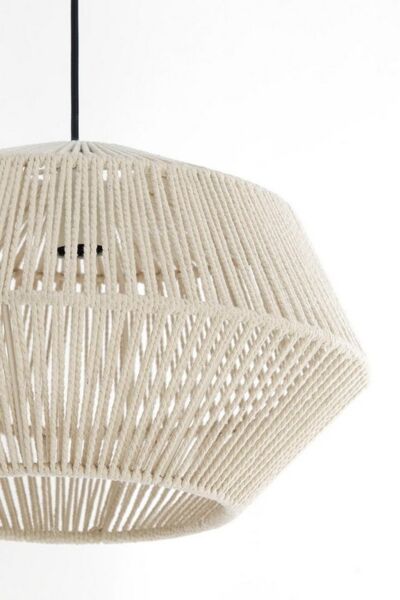 Light & Living Pendelleuchte DEYA, 1-flammig, Creme, Metall, Baumwollgarn, ohne Leuchtmittel, Ø 40 x H 24 cm