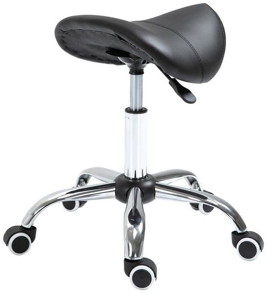 HOMCOM Rollsitz höhenverstellbarer Sattelhocker Drehstuhl Drehhocker (Kosmetikhocker, 1 St, Arbeitshocker), Schwarz 52 x 53 x 49-61 cm