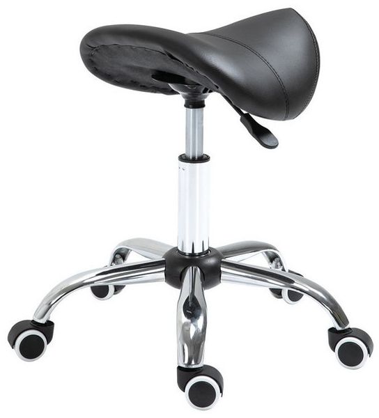 HOMCOM Rollsitz höhenverstellbarer Sattelhocker Drehstuhl Drehhocker (Kosmetikhocker, 1 St, Arbeitshocker), Schwarz 52 x 53 x 49-61 cm Bild 4