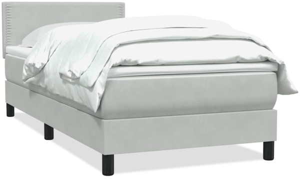 vidaXL Boxspringbett mit Matratze Hellgrau 80x220 cm Samt 3316137