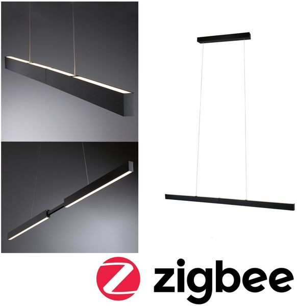 LED Pendelleuchte Smart Home Zigbee 3.0 Aptare RGBW+ dimmbar 2x2240lm 2x16W Schwarz gebürstet