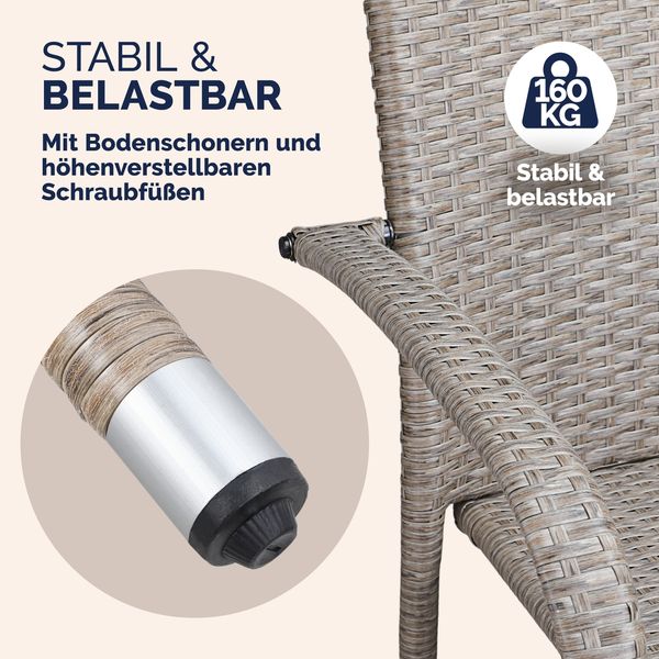 CASARIA® Gartenstühle 8er Set Stapelbar Creme
