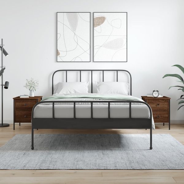vidaXL Nachttische 2 Stk. Braun Eichen-Optik 40x42x50 cm Holzwerkstoff 825992