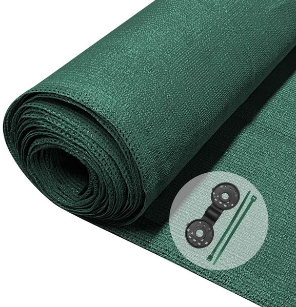 VOUNOT® Zaunblende 1.8×10m, Sichtschutz Zaun HDPE Schattiernetz, Windschutz UV-resistent Reißfest, 75% Beschattungsgrad, mit Löcher, Spezialclipund und Kabelbinder, Grün