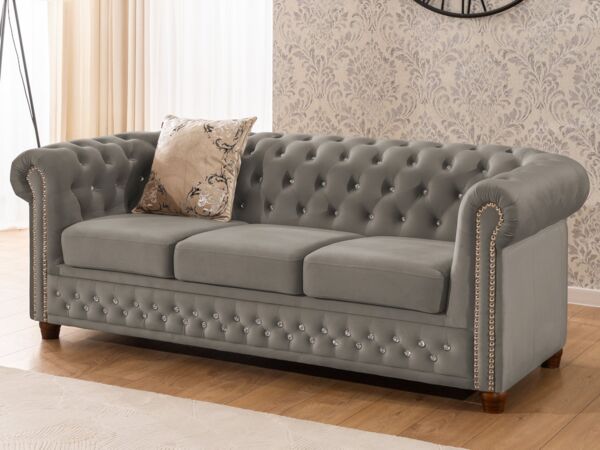 S-Style Möbel Polstergarnitur Chesterfield 3+2 Cleo Blink aus Samt mit Kristallsteppung, (1x 3-Sitzer-Sofa, 1x 2-Sitzer-Sofa), mit Wellenfederung