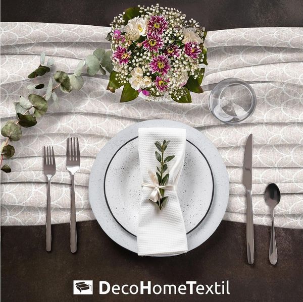 DecoHomeTextil Heimtextilmanufaktur Tischdecke Decorativo In Lino Organza Leinen mit dezenter Stickerei pflegeleicht