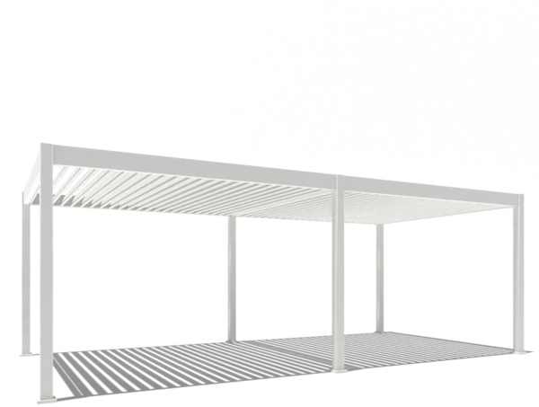Weide E-Deluxe | elektrische Pergola mit LED | Voll Aluminium | 3,6 x 7,2 M | motorisiertes Lamellendach weiß