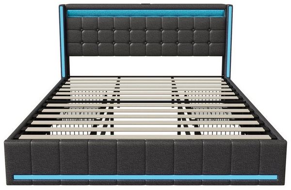Gdood Polsterbett Stauraumbett Doppelbett LED (1-tlg, 4 Schubladen, USB + Type-C), Mit LED-Beleuchtung, Ladeanschluss, Leinen, 180x200 cm