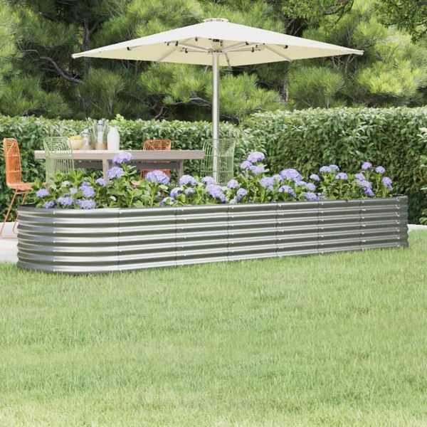 vidaXL Hochbeet Verzinkter Stahl 296x80x36 cm Silbern 318927
