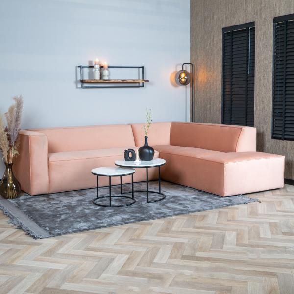 Bronx71 Ecksofa Memphis Samt rosa rechts