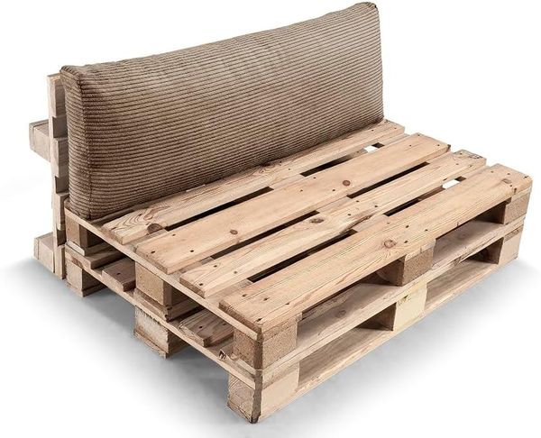 Gutekissen® Palettenkissen Gerippte Kissen mit Reißverschluss, Palettenauflagen Sitzkissen Rückenlehne Gerippt PWL (Eckkissen 60x40, Hellbraun)