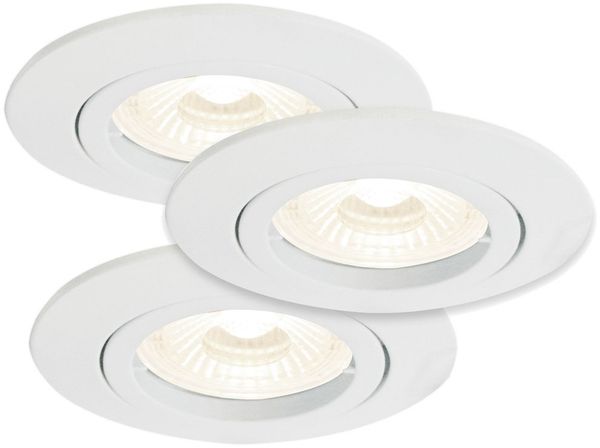 3er Set LED Einbaustrahler, Metall weiß, D 8,2 cm, KANT