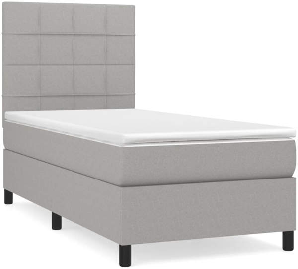 vidaXL Boxspringbett mit Matratze Hellgrau 90x190 cm Stoff 3141737