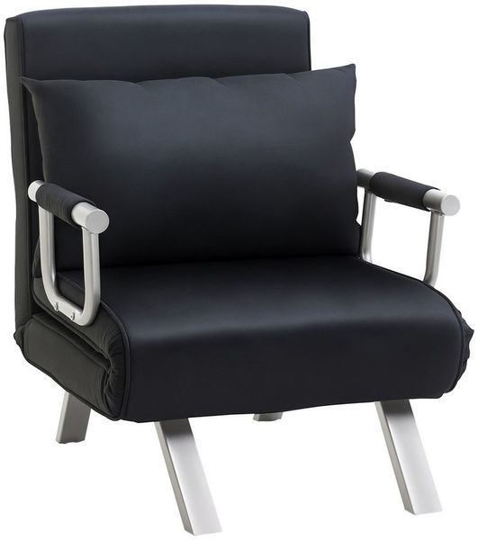 HOMCOM Sessel Schlafsessel mit Armlehne, 2-in-1 Gästebett (Klappbett, 1-St, Schlafsofa), für Wohnzimmer, Schwarz