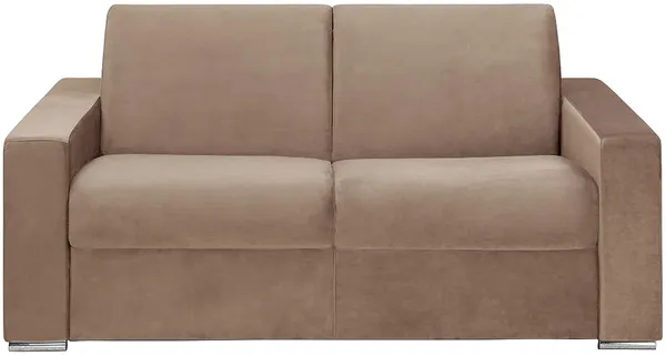 Schlafsofa 2-Sitzer Samt CALITO - Beige - Liegefläche: 120 cm - Matratzenhöhe: 18 cm