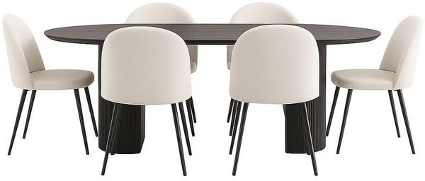 ebuy24 Essgruppe Kyoto Essgruppe Esstisch dunkelbraun, 6 Stühle aus, (7-tlg)
