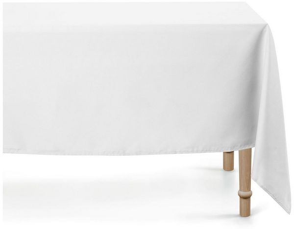 partydeco Tischläufer, Tischdecke rechteckig 180x300cm Polyester Stoff Weiß matt