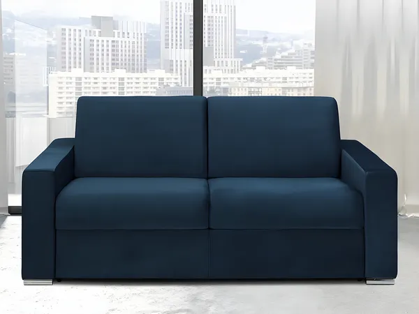 Vente-unique - CALITO Sofa SamtStoff Blau - B 223 cm94 cm x H 87 cm x L 174 cm
