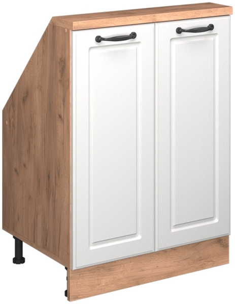 Küchenschrank für Dachschrägen R-Line Weiß Landhaus 60 cm mit 2 Türen Vicco