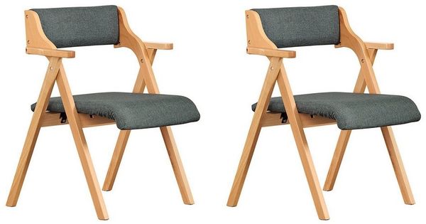 SoBuy Klappstuhl FST98, Holzstuhl Küchenstuhl Esszimmerstuhl klappbar, 4-Fuß-Stühle (2 St), Polsterstuhl mit Rücken- & Armlehne, Bürostuhl, Ergonomisches Design
