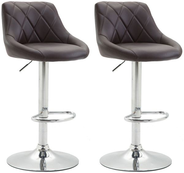 CLP 2er Set Barhocker Lazio Kunstleder höhenverstellbar und 360 Grad drehbar,braun