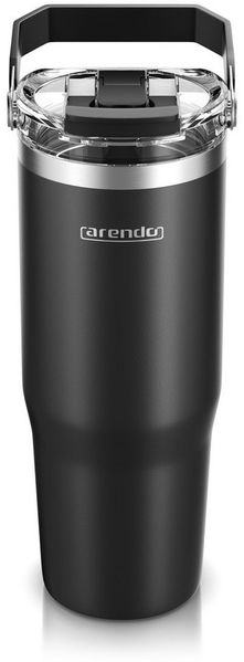 Arendo Thermobecher Thermal Mug 900 ml, Kaffee to go Becher mit Deckel aus Edelstahl 0,9 L, 1-tlg, Edelstahl (SUS304 innen, SUS201 außen), Deckel aus Kunststoff (BPA-frei), hält 12h heiß & 6h kalt, doppelwandig, 100% auslaufsicher, Coffe-to-go