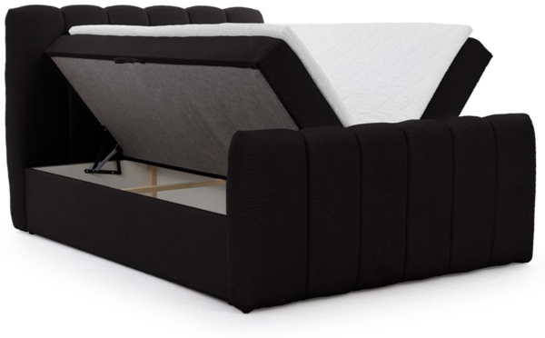 Boxspringbett Schlafzimmerbett DENIS 120x200cm Stoff Catch Me Schwarz Bild 2