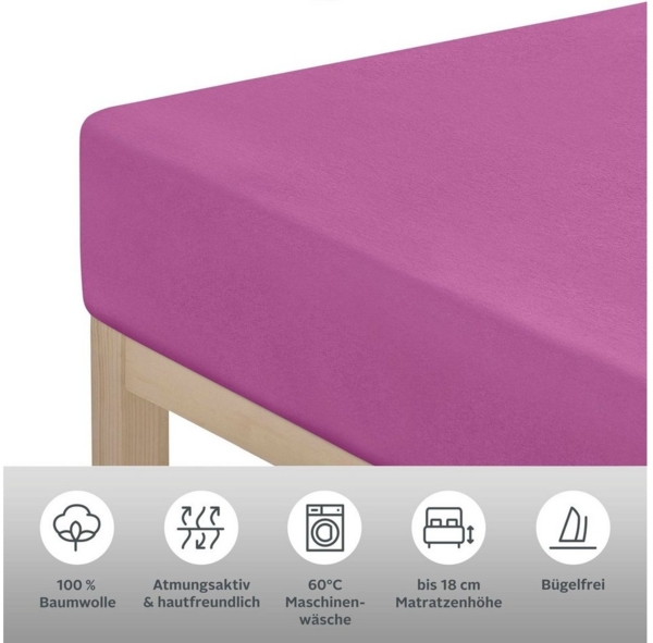 my home Spannbettlaken PHYSALIS, Jersey, Gummizug: rundum, (2 Stück), 100% Baumwolle, Matratzen bis 18 cm Höhe, Bettlaken, Spannbetttuch Bild 2