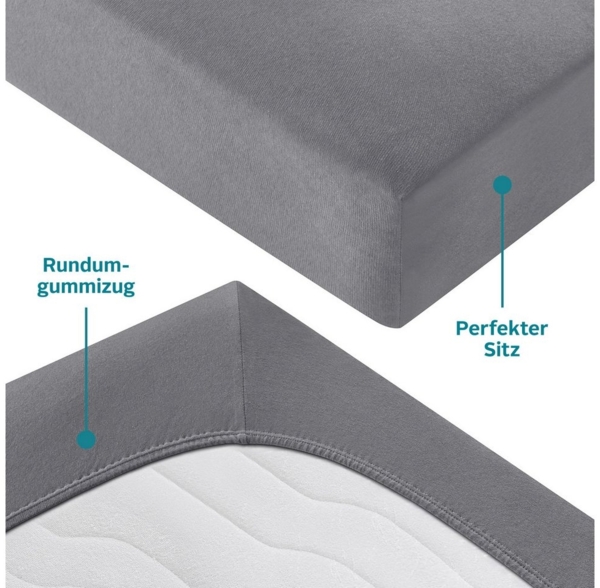 my home Spannbettlaken PHYSALIS, Jersey, Gummizug: rundum, (2 Stück), 100% Baumwolle, Matratzen bis 18 cm Höhe, Bettlaken, Spannbetttuch Bild 3