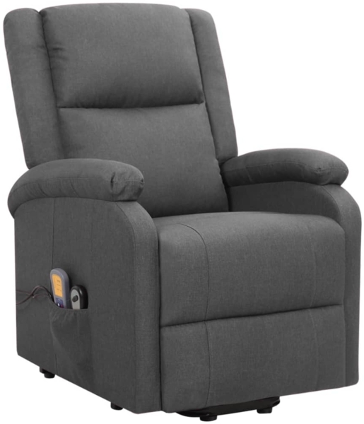 vidaXL Massagesessel mit Aufstehhilfe Dunkelgrau Stoff 329710
