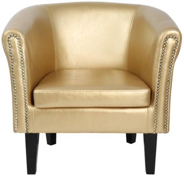 MIADOMODO® Chesterfield Sessel, Holz/Kunstleder gold