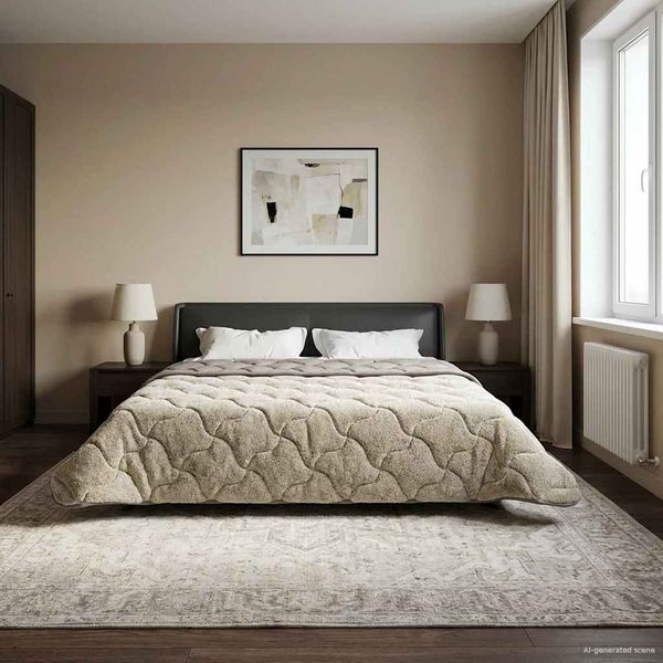 vidaXL Winterbettdecke Gepolstert Hellgrau 220 x 240 cm 42026322