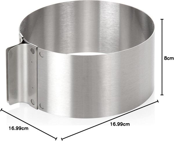 Wenco Tortenring verstellbar 16-30 cm, 8 cm hoher Kuchenring aus Edelstahl, (1 tlg), Hitzebeständig, Ofenfest, Rostbeständig, Strapazierfähig