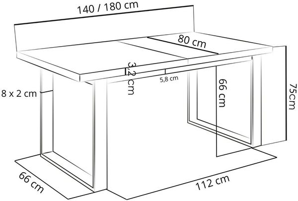 WFL GROUP Esstisch Sana (erhältlich in 3 Größen – 140/160/160 cm ausziehbar auf 180/200/240 cm), platzsparender Tisch in Holzoptik für Küche, Esszimmer oder Wohnzimmer Bild 2