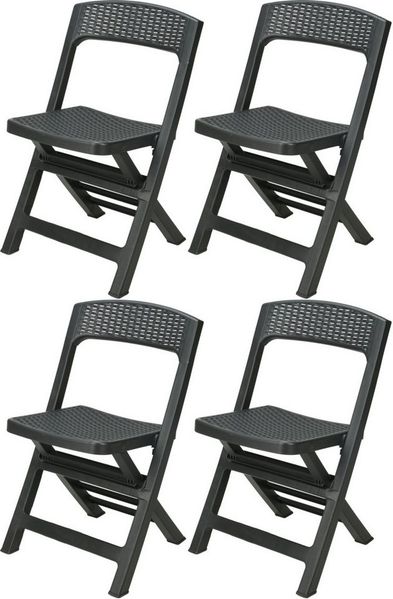 Progarden Klappstuhl Gartenmöbel Sitzgruppe Balkonmöbel Terrasse (4 St), Kunststoff, Camping, Klappbar, Rattan-Optik, 4er Set