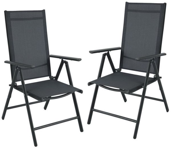 SVITA Klappstuhl 2er Set Gartenstuhl Klappbar (2 St), 2er Set, klappbar, verstellbare Rückenlehne, mit Armlehne, Schwarz