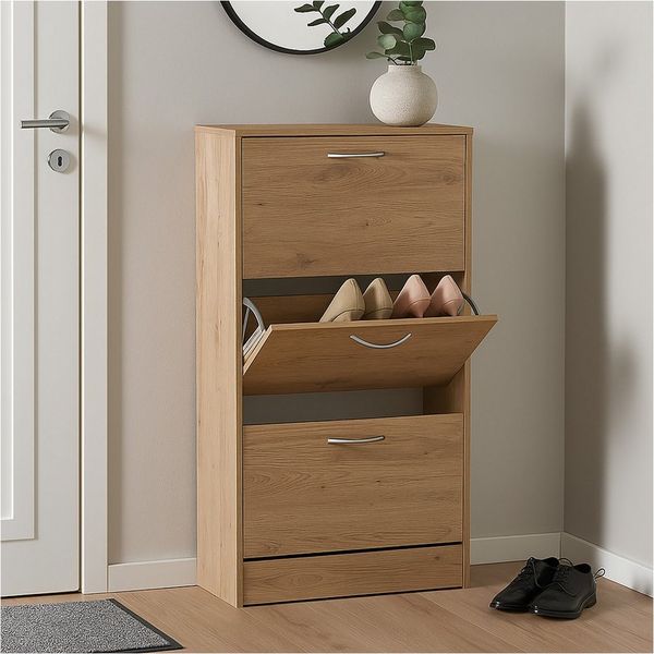 HTI-Living Schuhkipper Schuhschrank Thekla Artisaneiche (Stück, 1 St, 1 Schuhschrank), Schuhkipper mit 3 Fächern