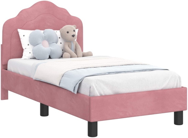 vidaXL Kinderbettgestell mit Kopfteil Rosa 70x140 cm Samt 42010932